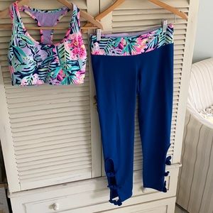 Lilly Pulitzer Luxletic Weekender High Rise Legging (M) and Bra (S)